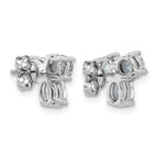 14k White Gold 1 7/8 carat Lab Grown Diamond VS+ F+ Complete Cushion Round and Oval Three Stone Post Earrings