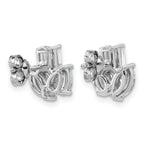 14k White Gold 2 carat Lab Grown Diamond VS+ F+ Complete Emerald Marquise and Pear Three Stone Post Earrings