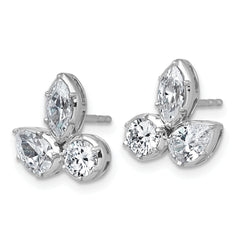 14k White Gold 1 7/8 carat Lab Grown Diamond VS+ F+ Complete Pear Round and Marquise Three Stone Post Earrings