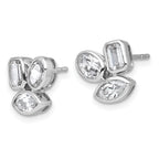 14k White Gold 2 carat Lab Grown Diamond VS+ F+ Complete Emerald Oval and Marquise Three Stone Post Earrings