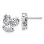 14k White Gold 2 carat Lab Grown Diamond VS+ F+ Complete Emerald Oval and Marquise Three Stone Post Earrings
