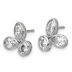 14k White Gold 2 carat Lab Grown Diamond VS+ F+ Complete Oval Pear and Marquise Three Stone Post Earrings