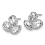 14k White Gold 2 carat Lab Grown Diamond VS+ F+ Complete Emerald Pear and Marquise Three Stone Post Earrings