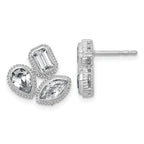 14k White Gold 2 carat Lab Grown Diamond VS+ F+ Complete Emerald Pear and Marquise Three Stone Post Earrings