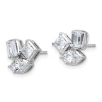 14k White Gold 2 carat Lab Grown Diamond VS+ F+ Complete Princess Emerald and Marquise Three Stone Post Earrings