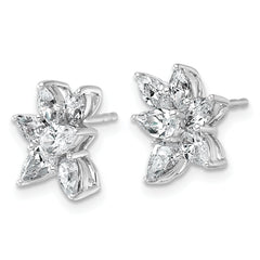 14k White Gold 1 1/2 carat Lab Grown Diamond VS+ F+ Complete Pear and Marquise Cluster Post Earrings