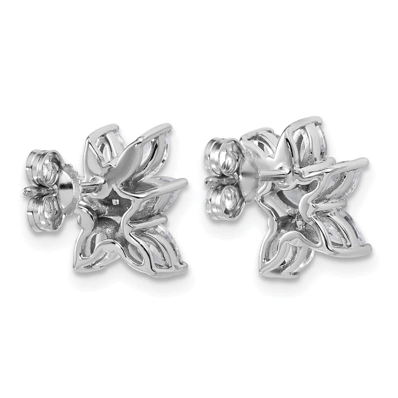14k White Gold 1 1/2 carat Lab Grown Diamond VS+ F+ Complete Pear and Marquise Cluster Post Earrings