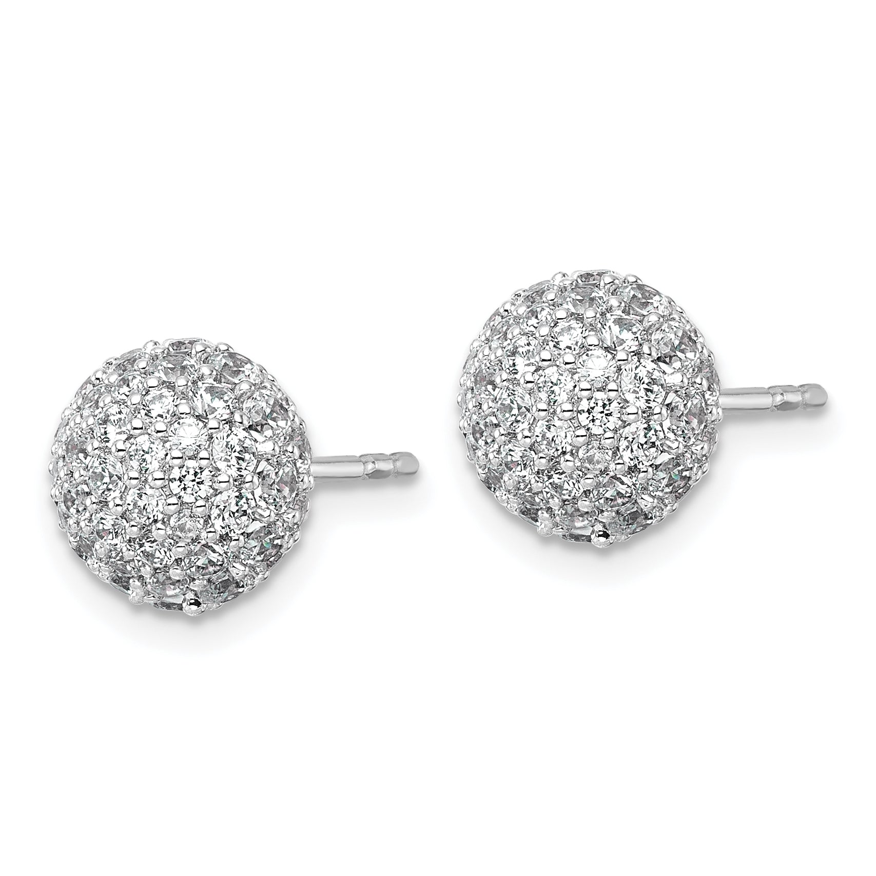 14k White Gold 2 3/4 carat Lab Grown Diamond VS+ F+ Pave Ball Complete Stud Post Earrings Secondary image