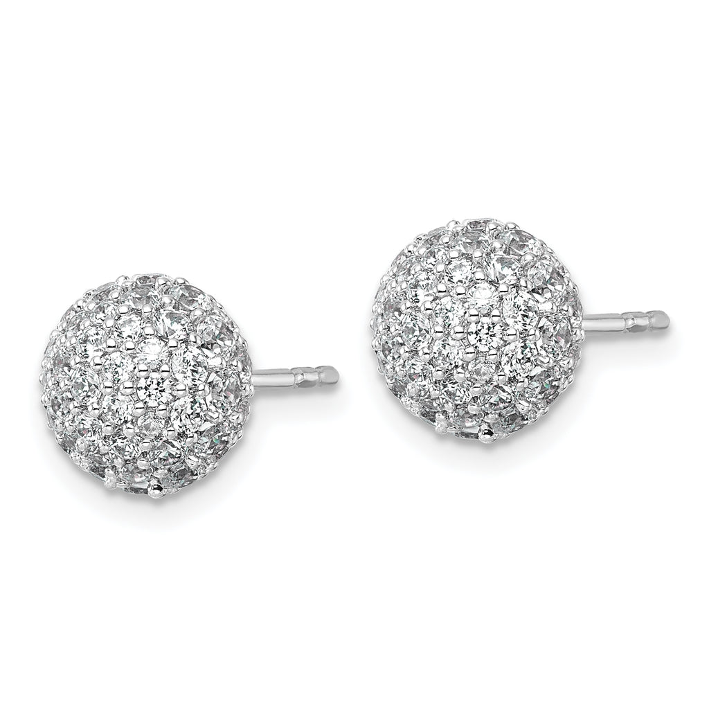 14k White Gold 2 3/4 carat Lab Grown Diamond VS+ F+ Pave Ball Complete Stud Post Earrings