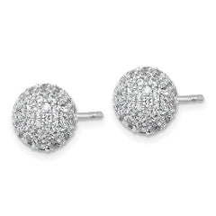 14k White Gold 2 3/4 carat Lab Grown Diamond VS+ F+ Pave Ball Complete Stud Post Earrings