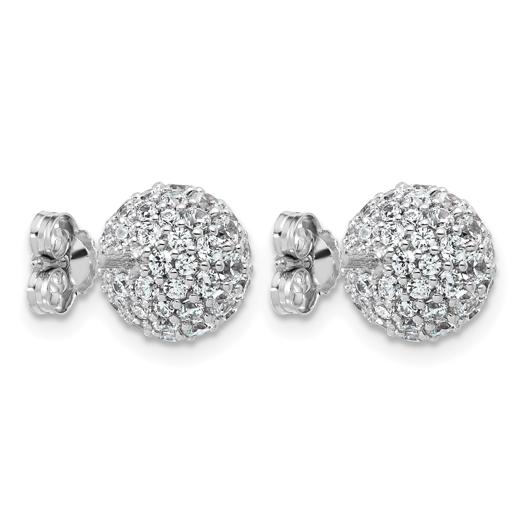 14k White Gold 2 3/4 carat Lab Grown Diamond VS+ F+ Pave Ball Complete Stud Post Earrings