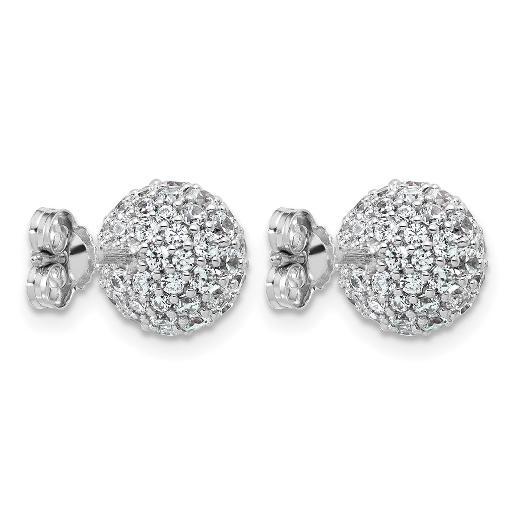 14k White Gold 2 3/4 carat Lab Grown Diamond VS+ F+ Pave Ball Complete Stud Post Earrings