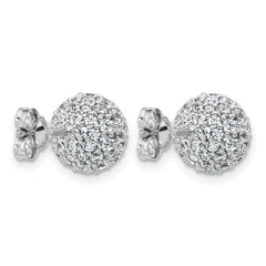14k White Gold 2 3/4 carat Lab Grown Diamond VS+ F+ Pave Ball Complete Stud Post Earrings