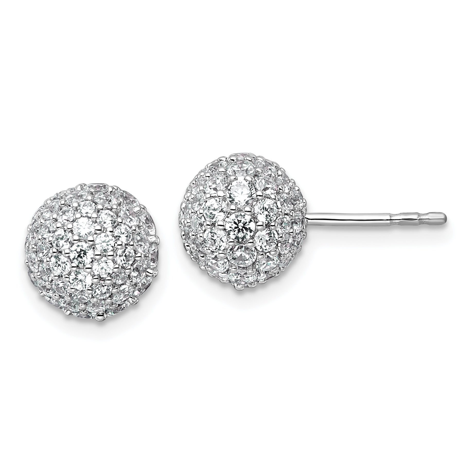 14k White Gold 2 3/4 carat Lab Grown Diamond VS+ F+ Pave Ball Complete Stud Post Earrings Main image