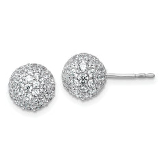 14k White Gold 2 3/4 carat Lab Grown Diamond VS+ F+ Pave Ball Complete Stud Post Earrings