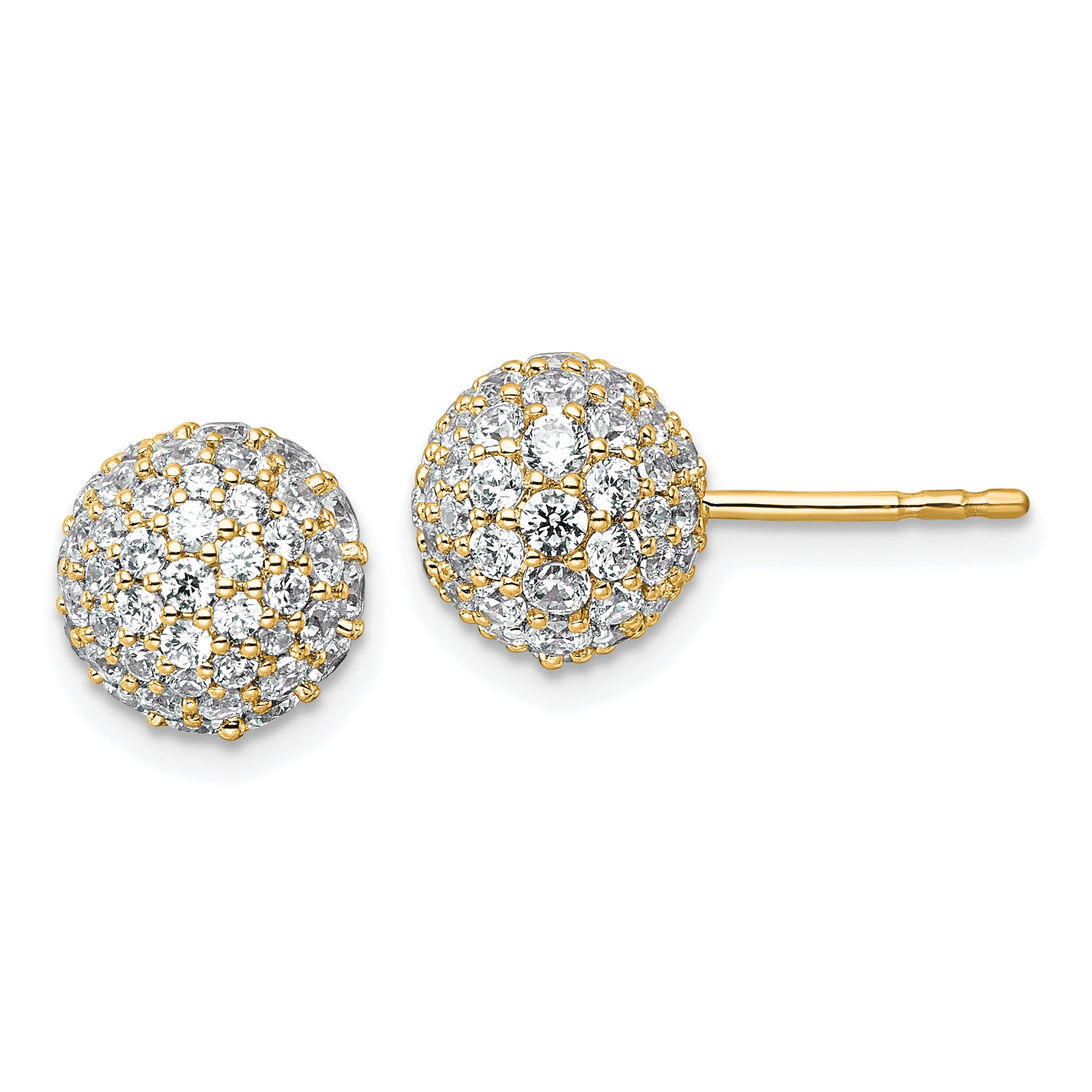 14k 2 3/4 carat Lab Grown Diamond VS+ F+ Pave Ball Complete Stud Post Earrings Main image