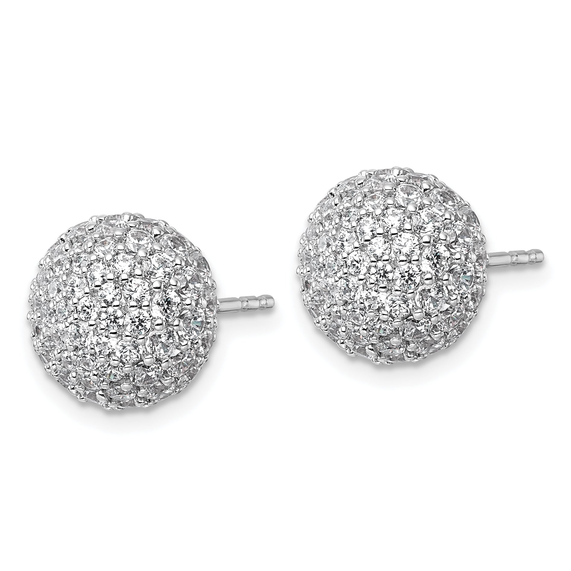 14k White Gold 4 1/5 carat Lab Grown Diamond VS+ F+ Pave Ball Complete Stud Post Earrings