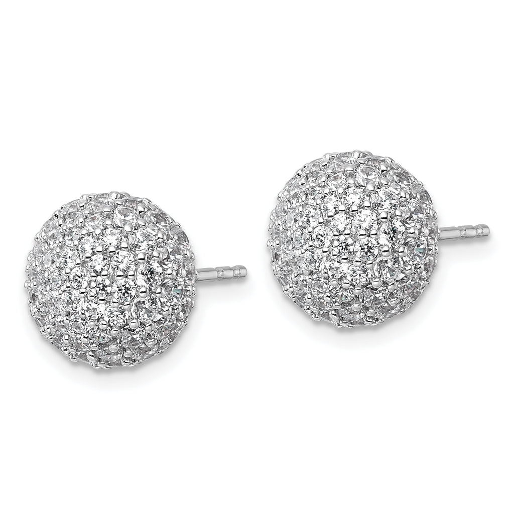 14k White Gold 4 1/5 carat Lab Grown Diamond VS+ F+ Pave Ball Complete Stud Post Earrings