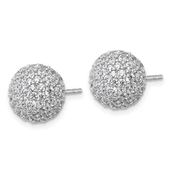 14k White Gold 4 1/5 carat Lab Grown Diamond VS+ F+ Pave Ball Complete Stud Post Earrings
