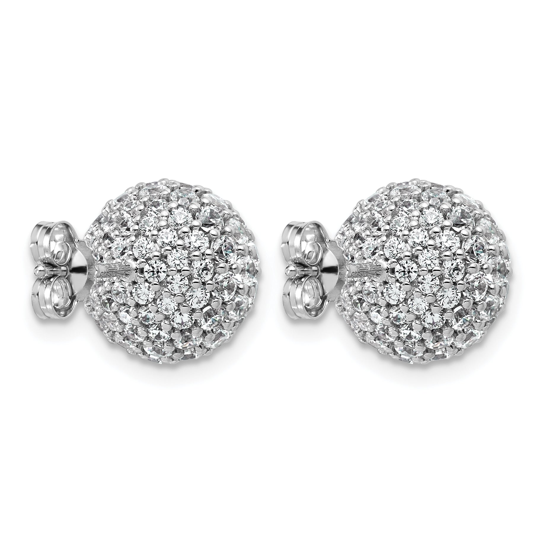 14k White Gold 4 1/5 carat Lab Grown Diamond VS+ F+ Pave Ball Complete Stud Post Earrings