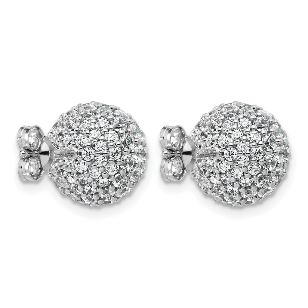 14k White Gold 4 1/5 carat Lab Grown Diamond VS+ F+ Pave Ball Complete Stud Post Earrings
