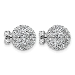 14k White Gold 4 1/5 carat Lab Grown Diamond VS+ F+ Pave Ball Complete Stud Post Earrings
