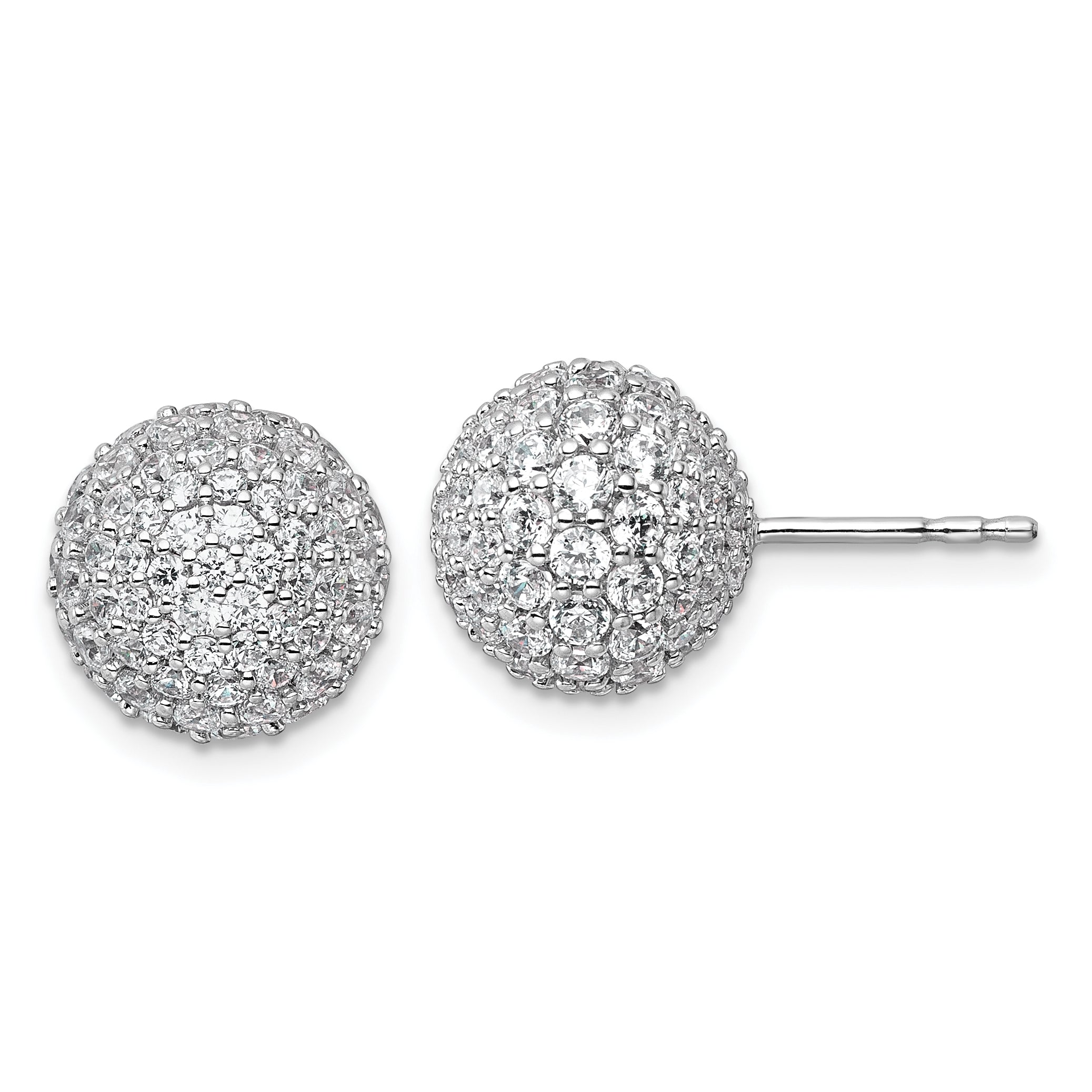 14k White Gold 4 1/5 carat Lab Grown Diamond VS+ F+ Pave Ball Complete Stud Post Earrings Main image