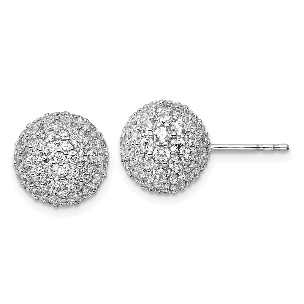 14k White Gold 4 1/5 carat Lab Grown Diamond VS+ F+ Pave Ball Complete Stud Post Earrings