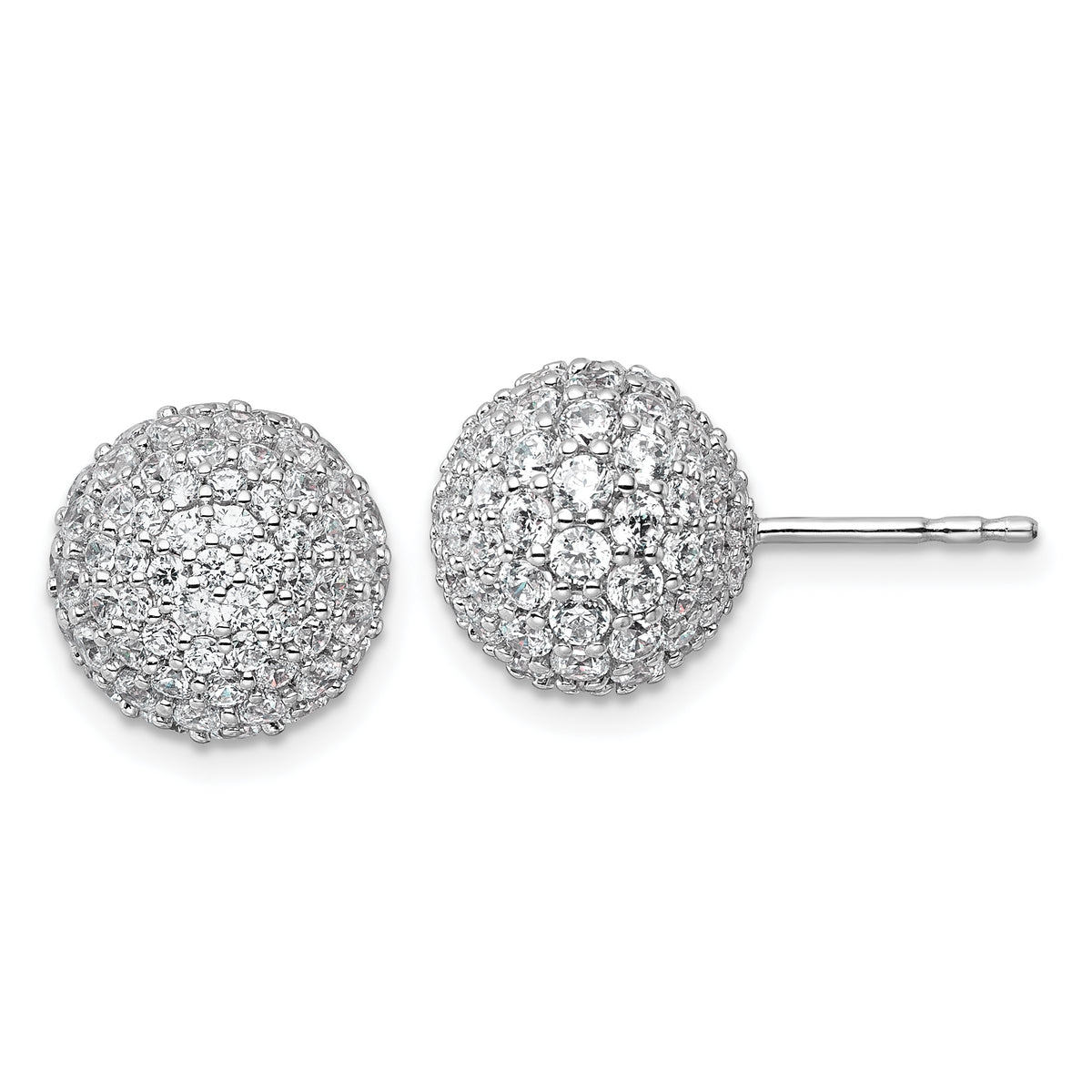 14k White Gold 4 1/5 carat Lab Grown Diamond VS+ F+ Pave Ball Complete Stud Post Earrings