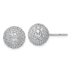 14k White Gold 4 1/5 carat Lab Grown Diamond VS+ F+ Pave Ball Complete Stud Post Earrings