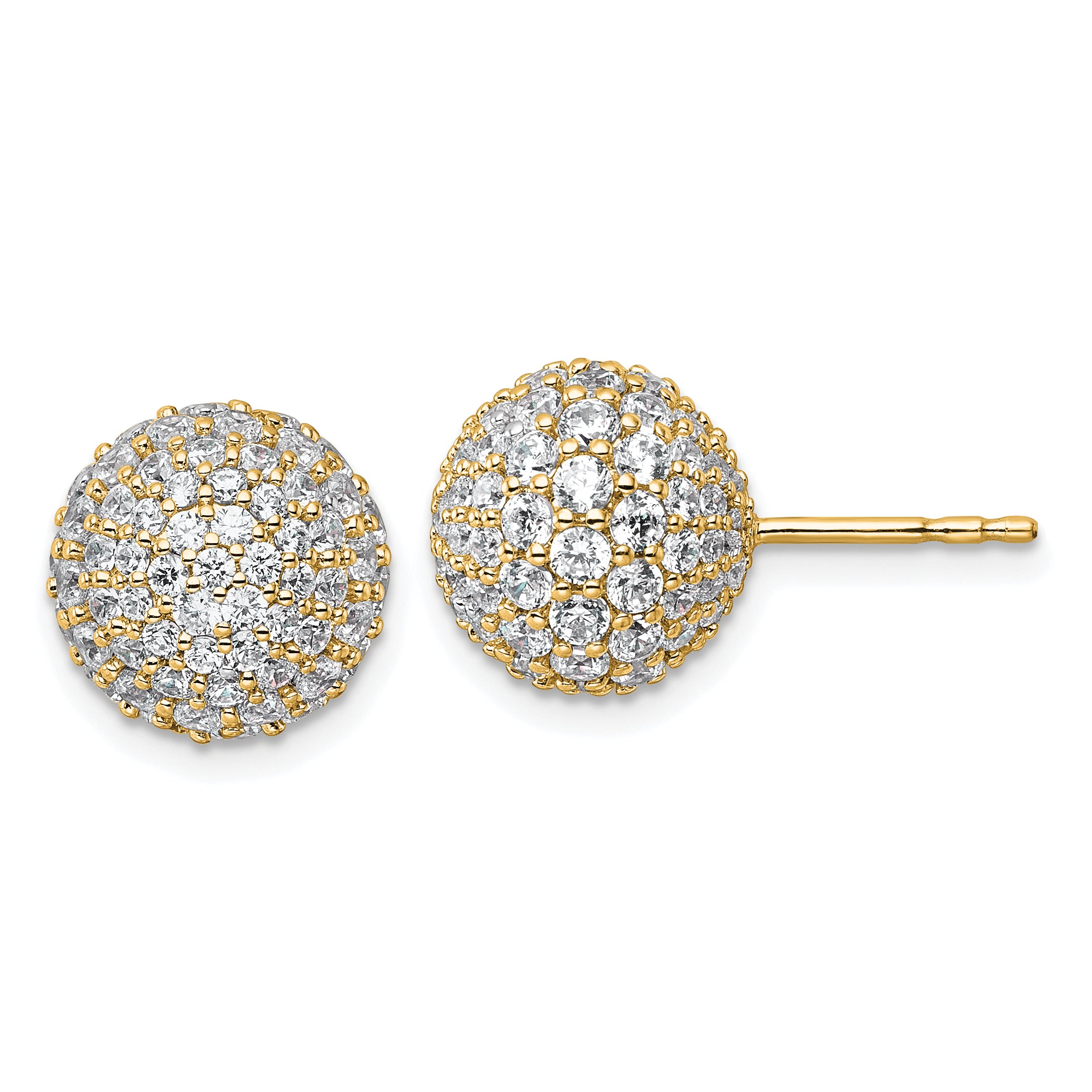 14k 4 1/5 carat Lab Grown Diamond VS+ F+ Pave Ball Complete Stud Post Earrings Main image