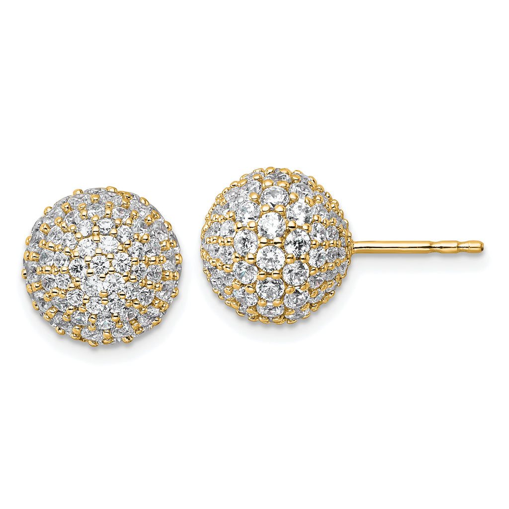 14k 4 1/5 carat Lab Grown Diamond VS+ F+ Pave Ball Complete Stud Post Earrings