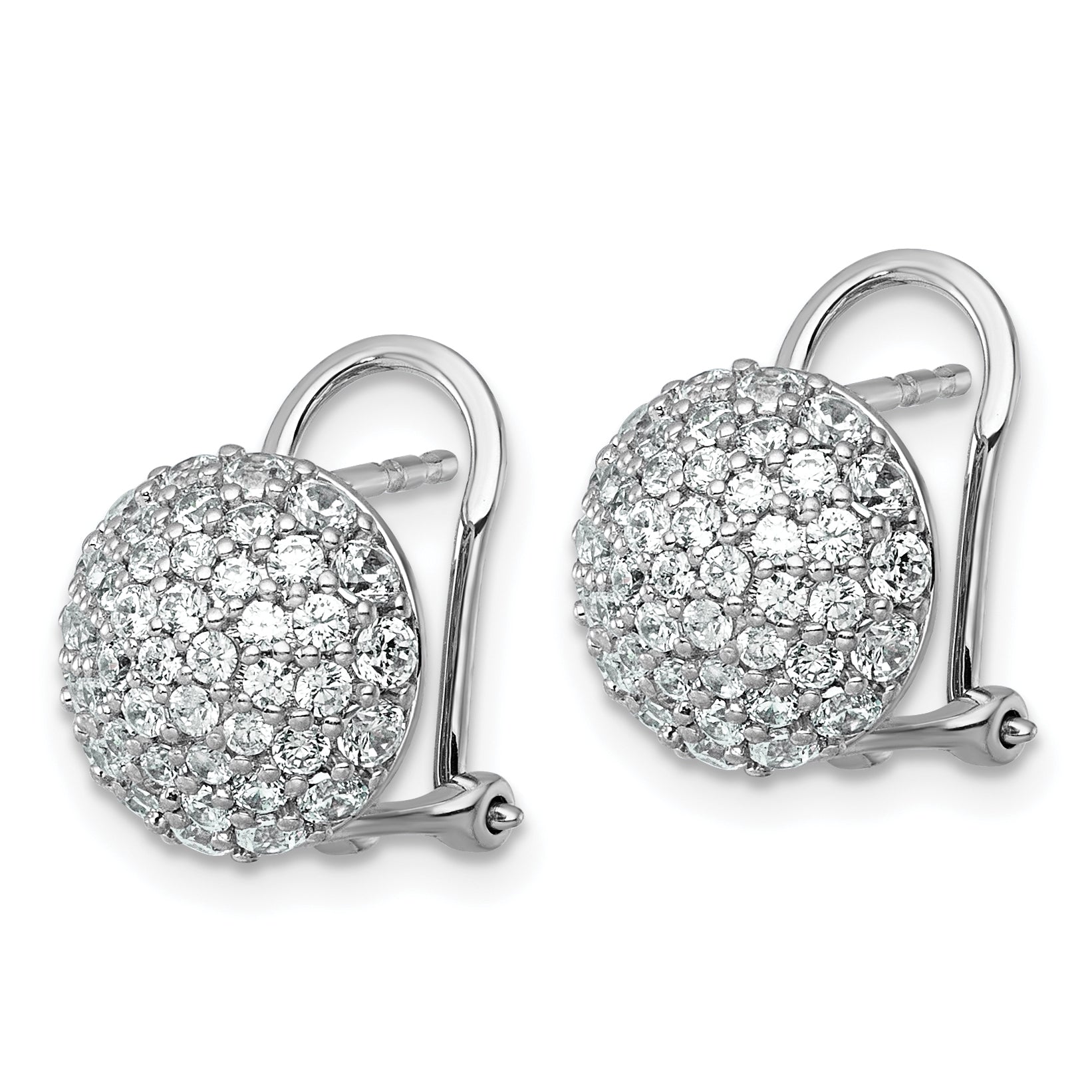 14k White Gold 1 5/8 carat Lab Grown Diamond VS+ F+ Pave Ball Complete Leverback Post Earrings Secondary image