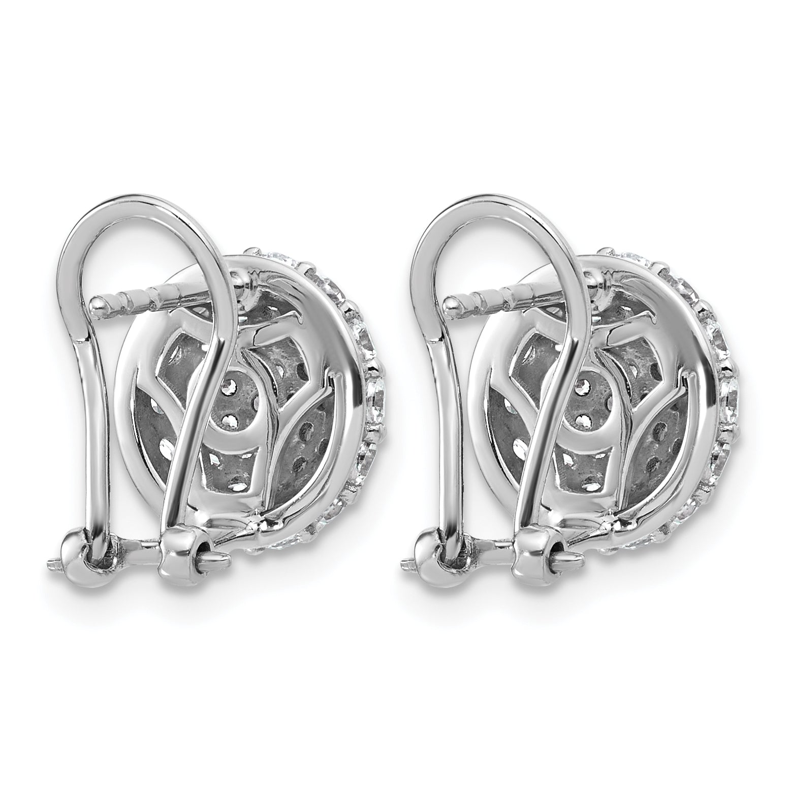 14k White Gold 1 5/8 carat Lab Grown Diamond VS+ F+ Pave Ball Complete Leverback Post Earrings