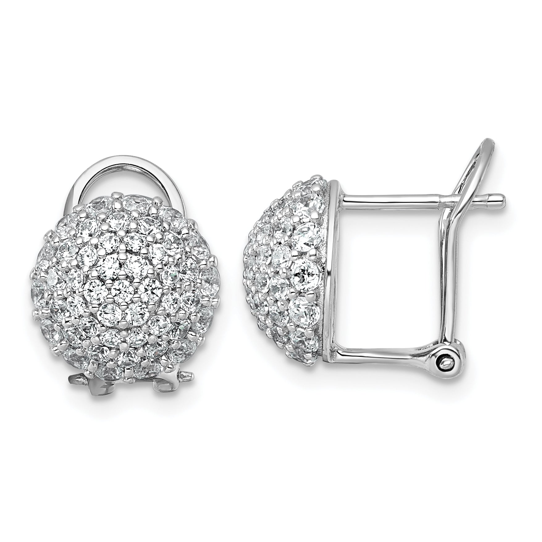 14k White Gold 1 5/8 carat Lab Grown Diamond VS+ F+ Pave Ball Complete Leverback Post Earrings Main image