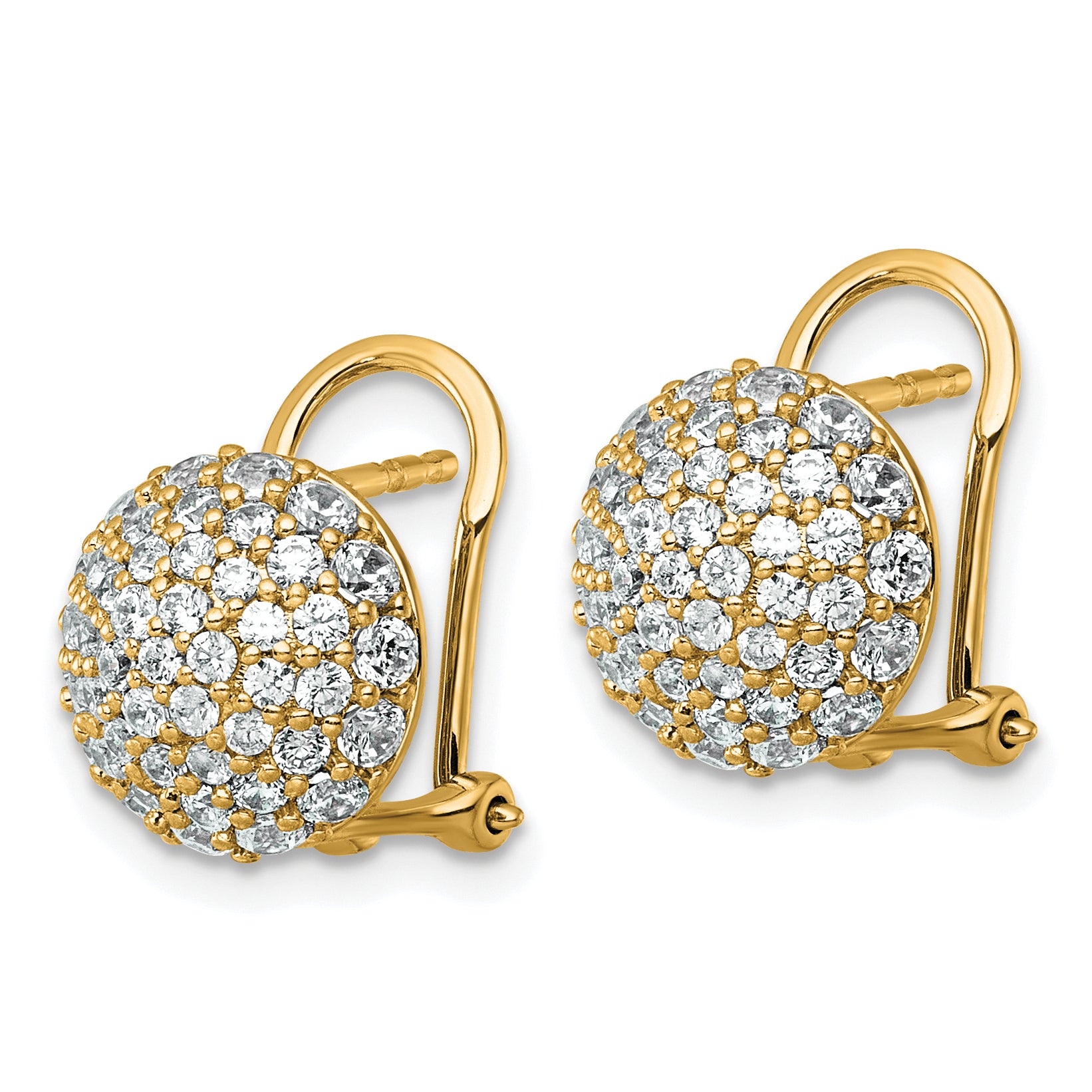 14k 1 5/8 carat Lab Grown Diamond VS+ F+ Pave Ball Complete Leverback Post Earrings Secondary image