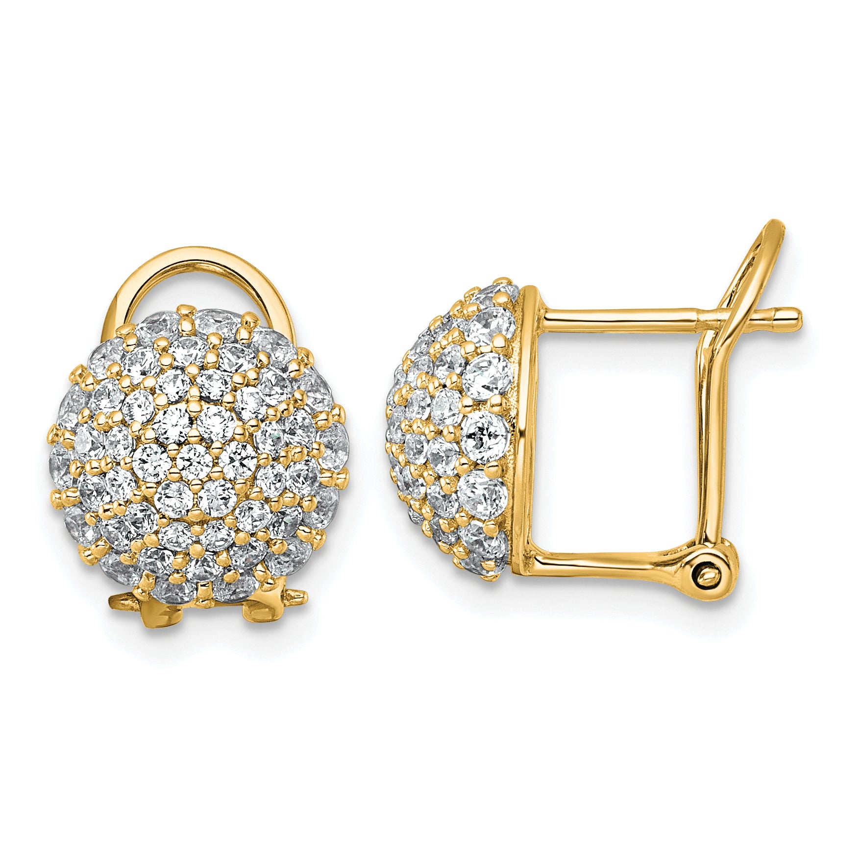14k 1 5/8 carat Lab Grown Diamond VS+ F+ Pave Ball Complete Leverback Post Earrings