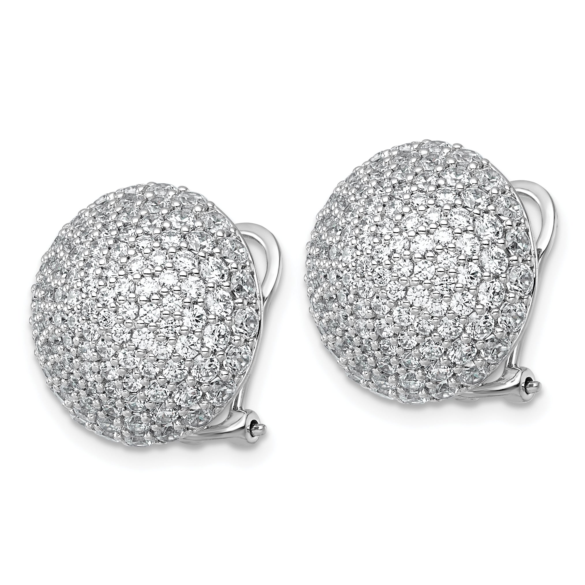 14k White Gold 4 carat Lab Grown Diamond VS+ F+ Pave Ball Complete Leverback Post Earrings