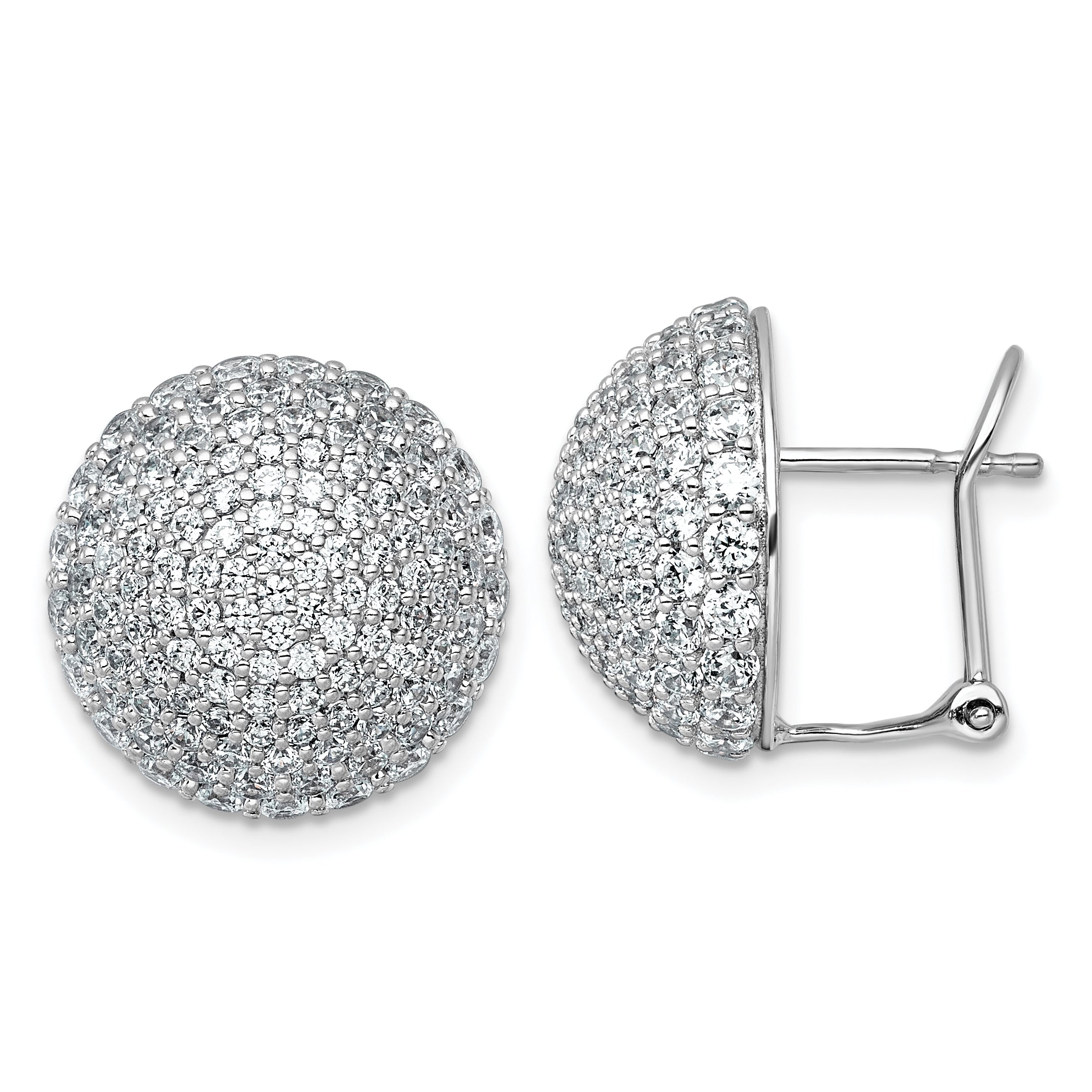 14k White Gold 4 carat Lab Grown Diamond VS+ F+ Pave Ball Complete Leverback Post Earrings Main image