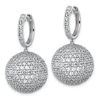 14k White Gold 13 7/8 carat Lab Grown Diamond VS+ F+ Pave Ball Complete Dangle Hoop Earrings