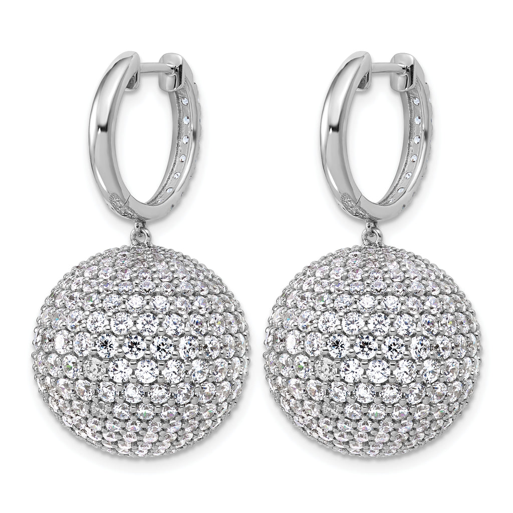 14k White Gold 13 7/8 carat Lab Grown Diamond VS+ F+ Pave Ball Complete Dangle Hoop Earrings