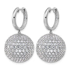 14k White Gold 13 7/8 carat Lab Grown Diamond VS+ F+ Pave Ball Complete Dangle Hoop Earrings
