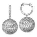 14k White Gold 13 7/8 carat Lab Grown Diamond VS+ F+ Pave Ball Complete Dangle Hoop Earrings
