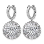 14k White Gold 9 1/2 carat Lab Grown Diamond VS+ F+ Pave Ball Complete Dangle Hoop Earrings