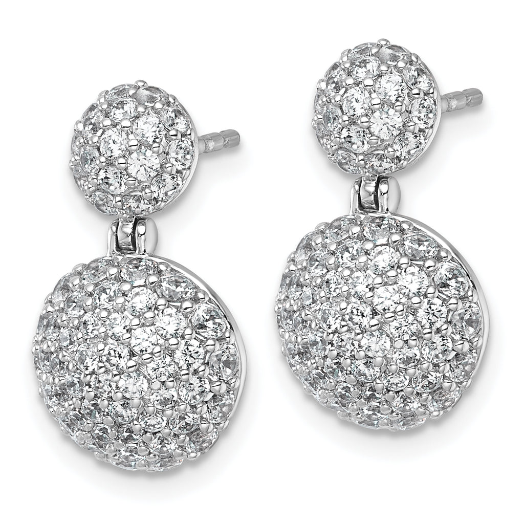 14k White Gold 2 1/8 carat Lab Grown Diamond VS+ F+ Pave Ball Complete Dangle Post Earrings