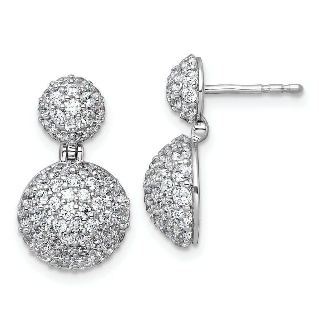 14k White Gold 2 1/8 carat Lab Grown Diamond VS+ F+ Pave Ball Complete Dangle Post Earrings