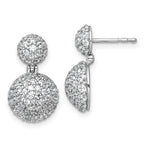 14k White Gold 2 1/8 carat Lab Grown Diamond VS+ F+ Pave Ball Complete Dangle Post Earrings