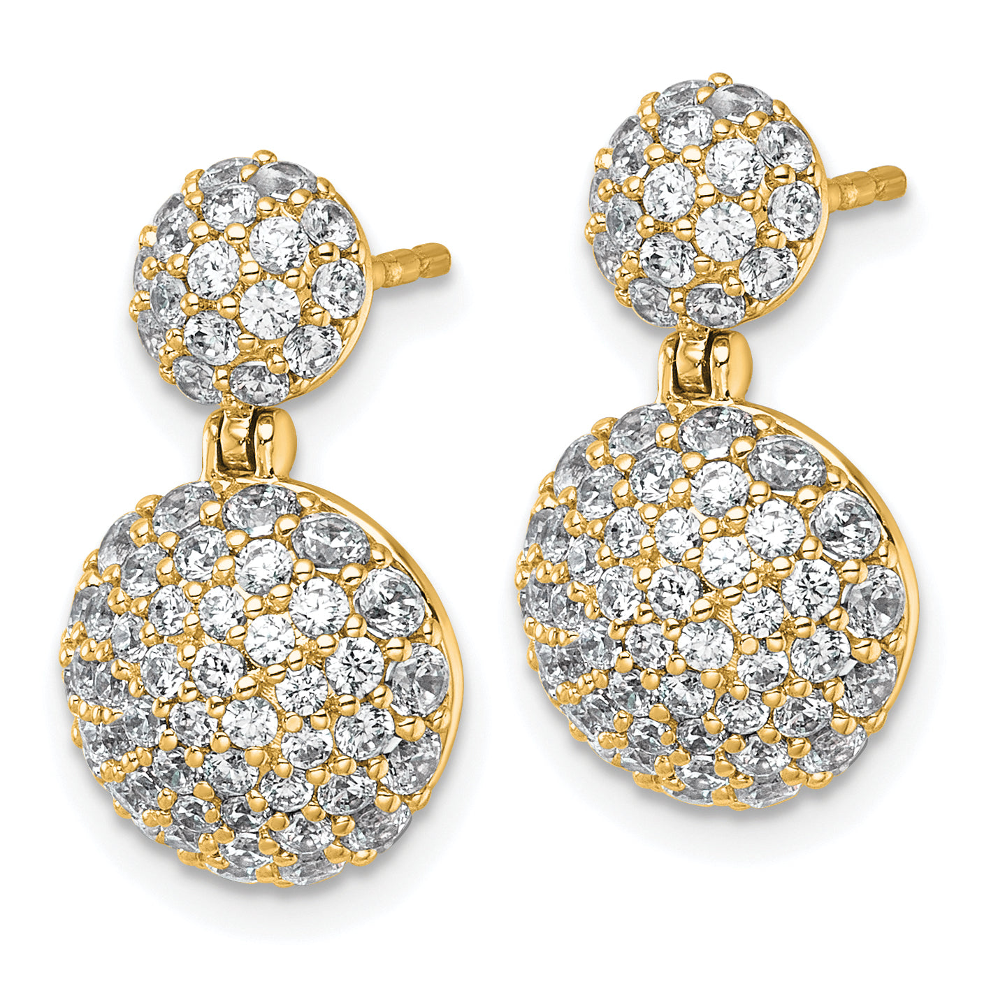14k 2 1/8 carat Lab Grown Diamond VS+ F+ Pave Ball Complete Dangle Post Earrings Secondary image