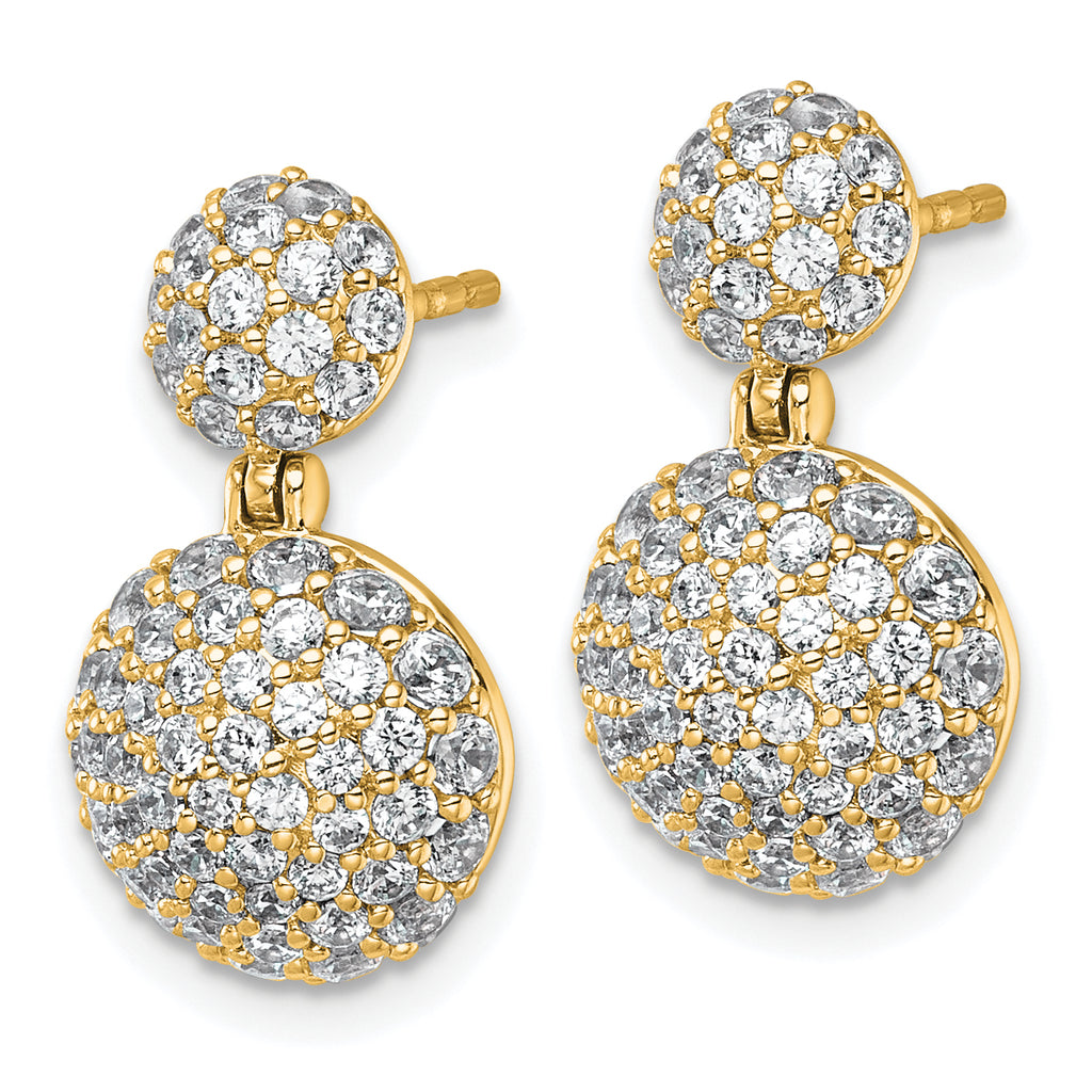 14k 2 1/8 carat Lab Grown Diamond VS+ F+ Pave Ball Complete Dangle Post Earrings