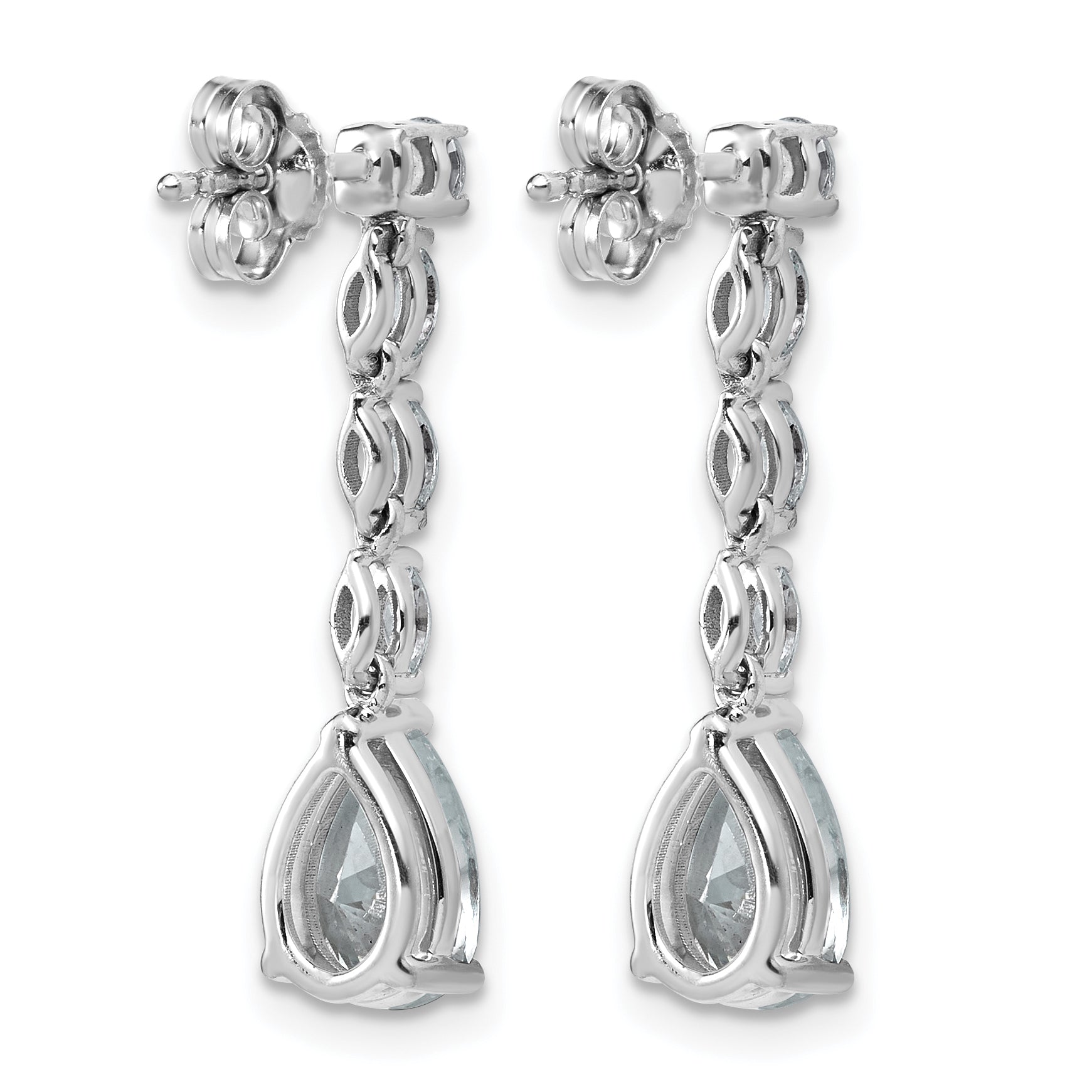 14k White Gold 2 1/2 carat Lab Grown Diamond VS+ F+ Complete Fashion Dangle Post Earrings